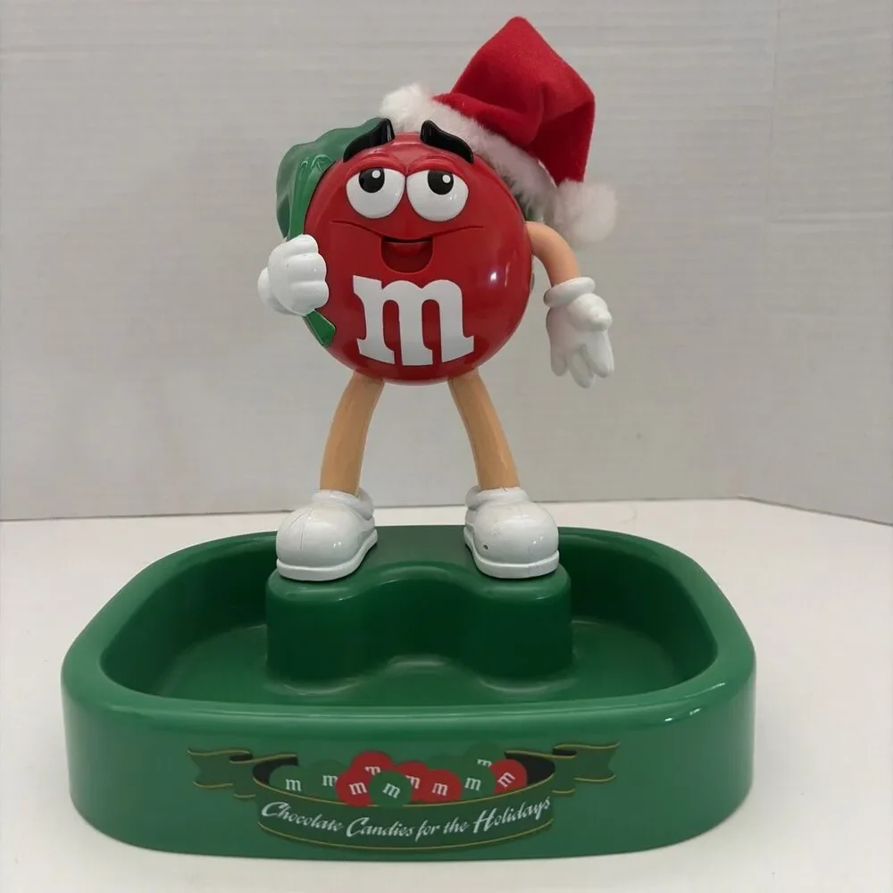 Vintage 1999 M&M's Red Santa Talking Animated Christmas Candy Dish Holiday